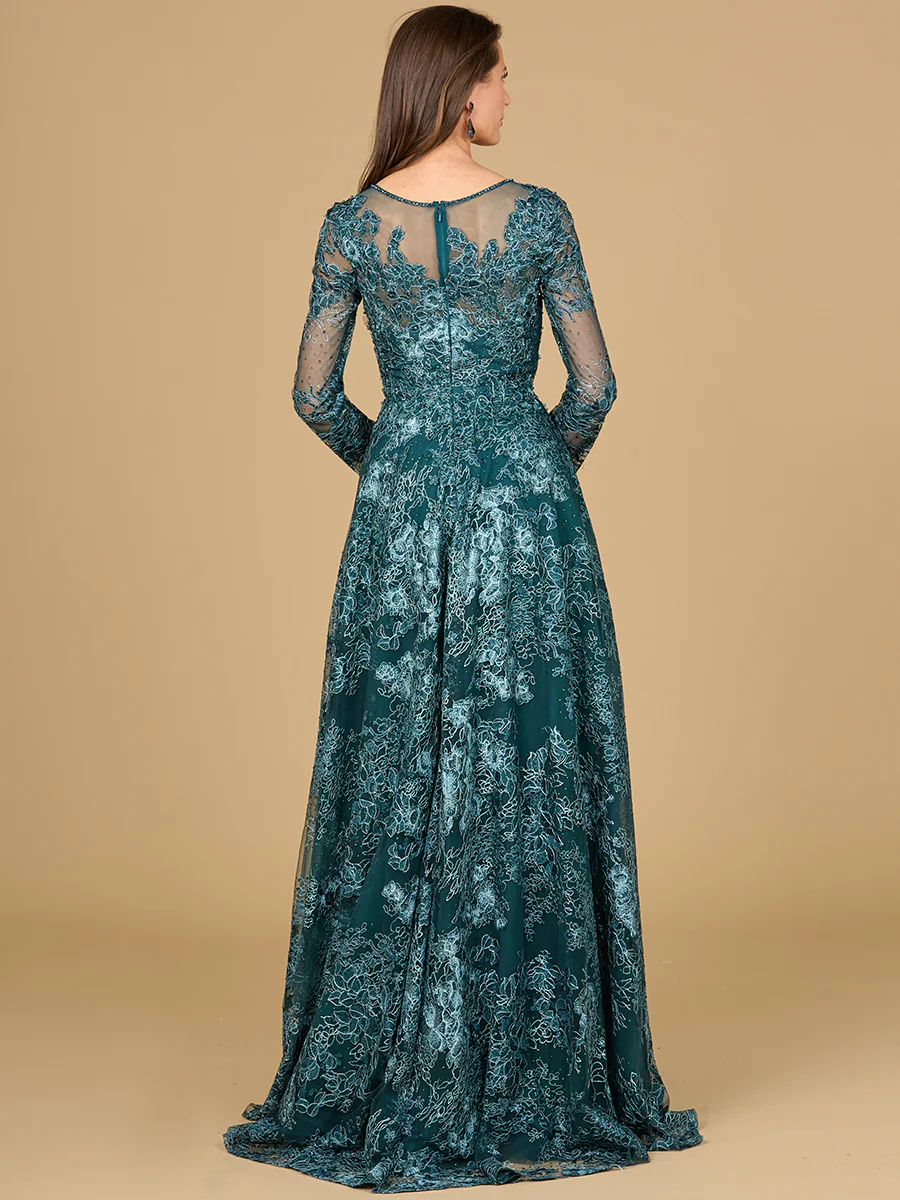 Long Sleeve, Illusion Neck Gown - Image 2