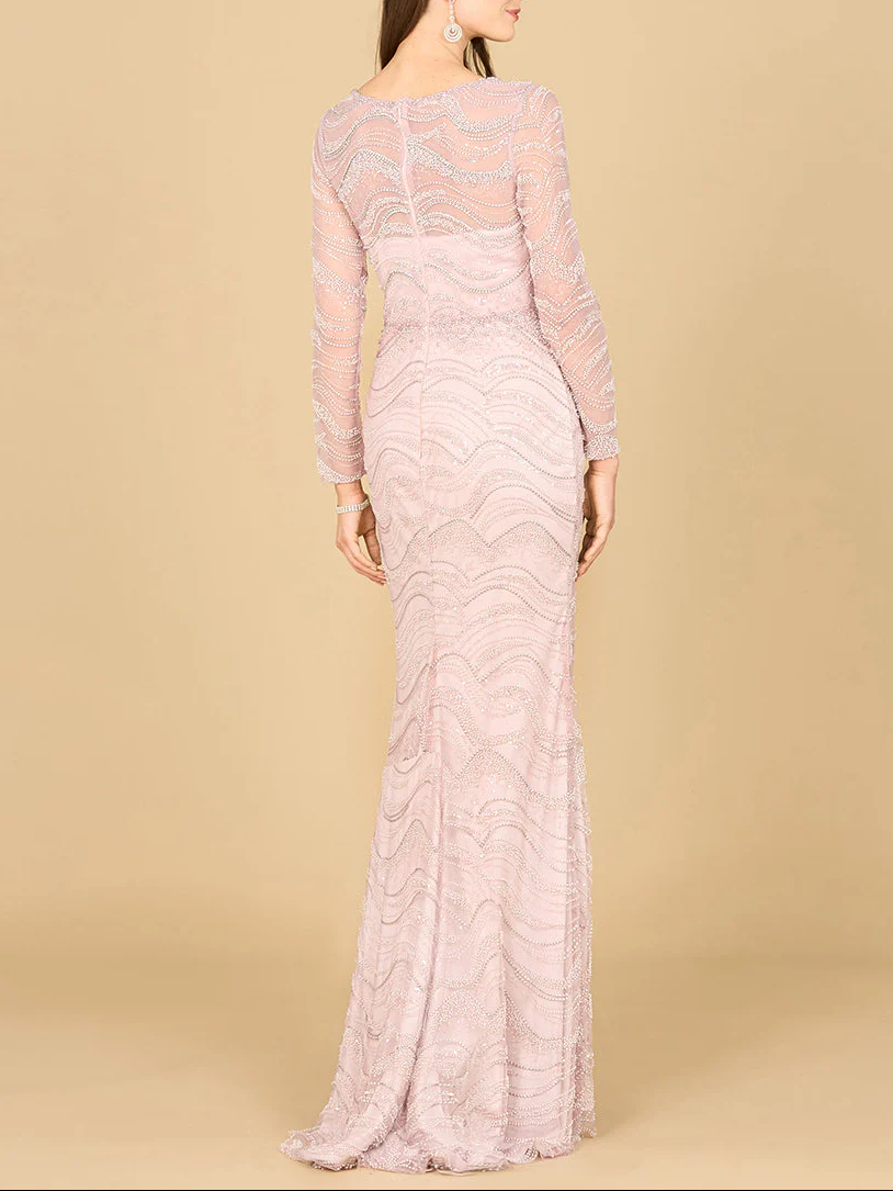 Long Sleeve Lace Fitted Gown - Image 2
