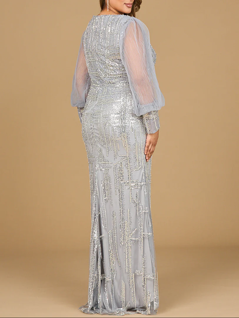 Long Sleeve Lace Gown with Removable Over Skirt - Image 10