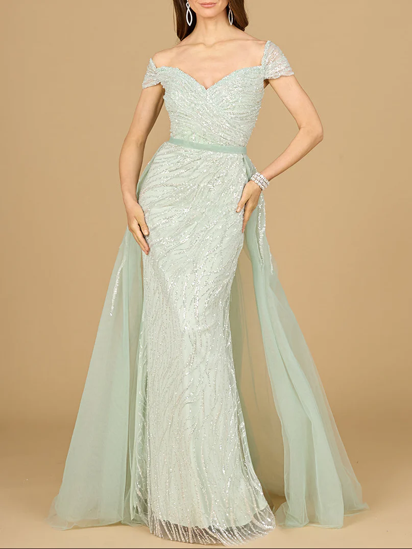 Classic Off Shoulder Overskirt Gown - Image 2