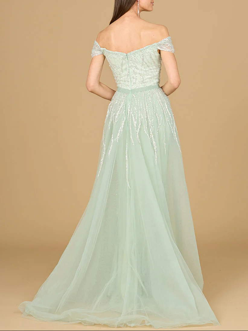 Classic Off Shoulder Overskirt Gown - Image 3