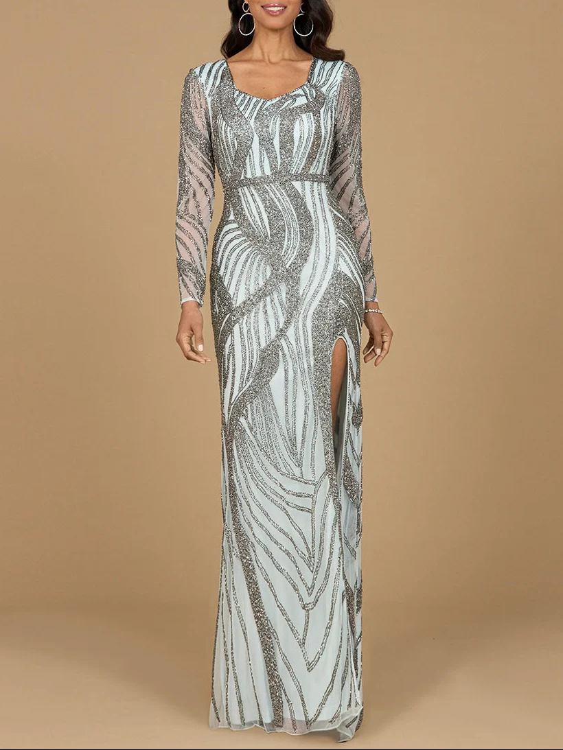 Cascading Beads Long Sleeve Dress - OUTLET - Image 2