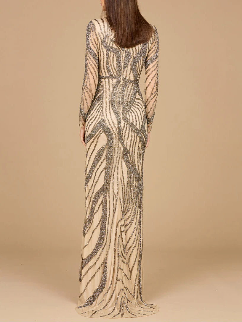 Cascading Beads Long Sleeve Dress - OUTLET - Image 4