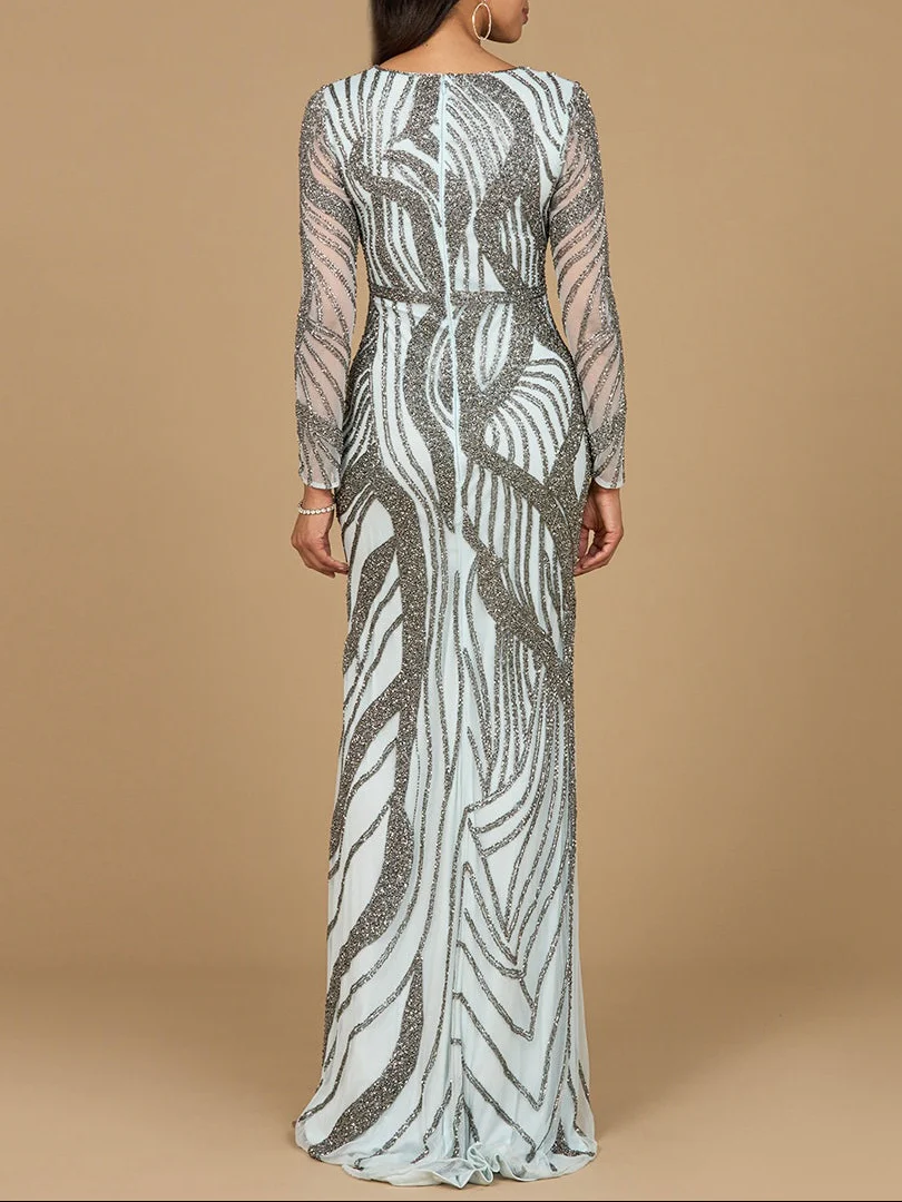 Cascading Beads Long Sleeve Dress - OUTLET - Image 5