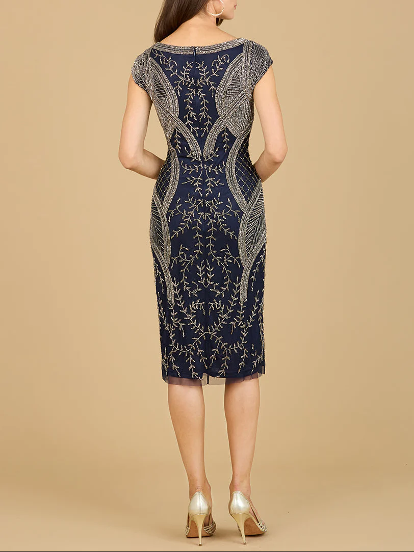 Cap Sleeve Midi Gown with High Neckline - Image 2