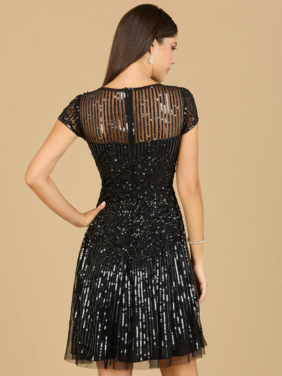 Cap Sleeve Sequin Short Dress - Image 4