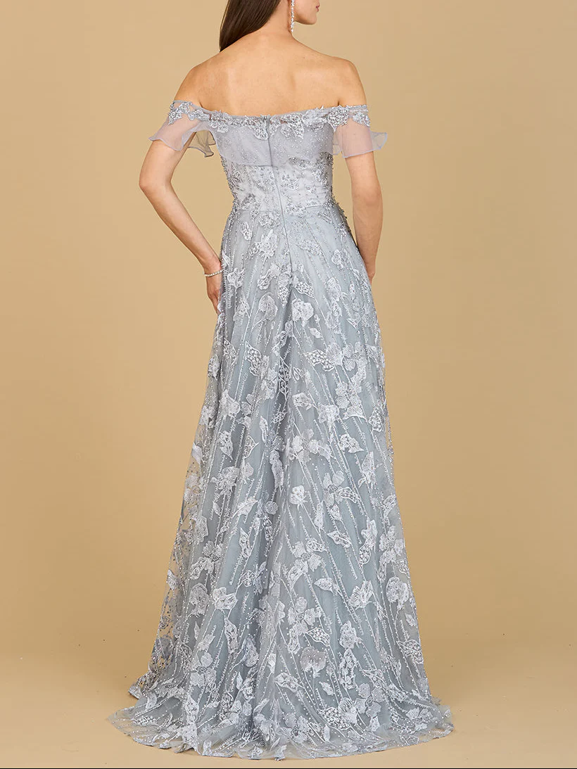 Flutter Off Shoulder Lace Gown - Image 3