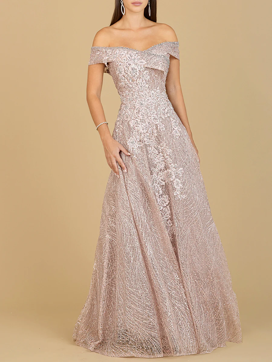 Off Shoulder Embroidered Ballgown