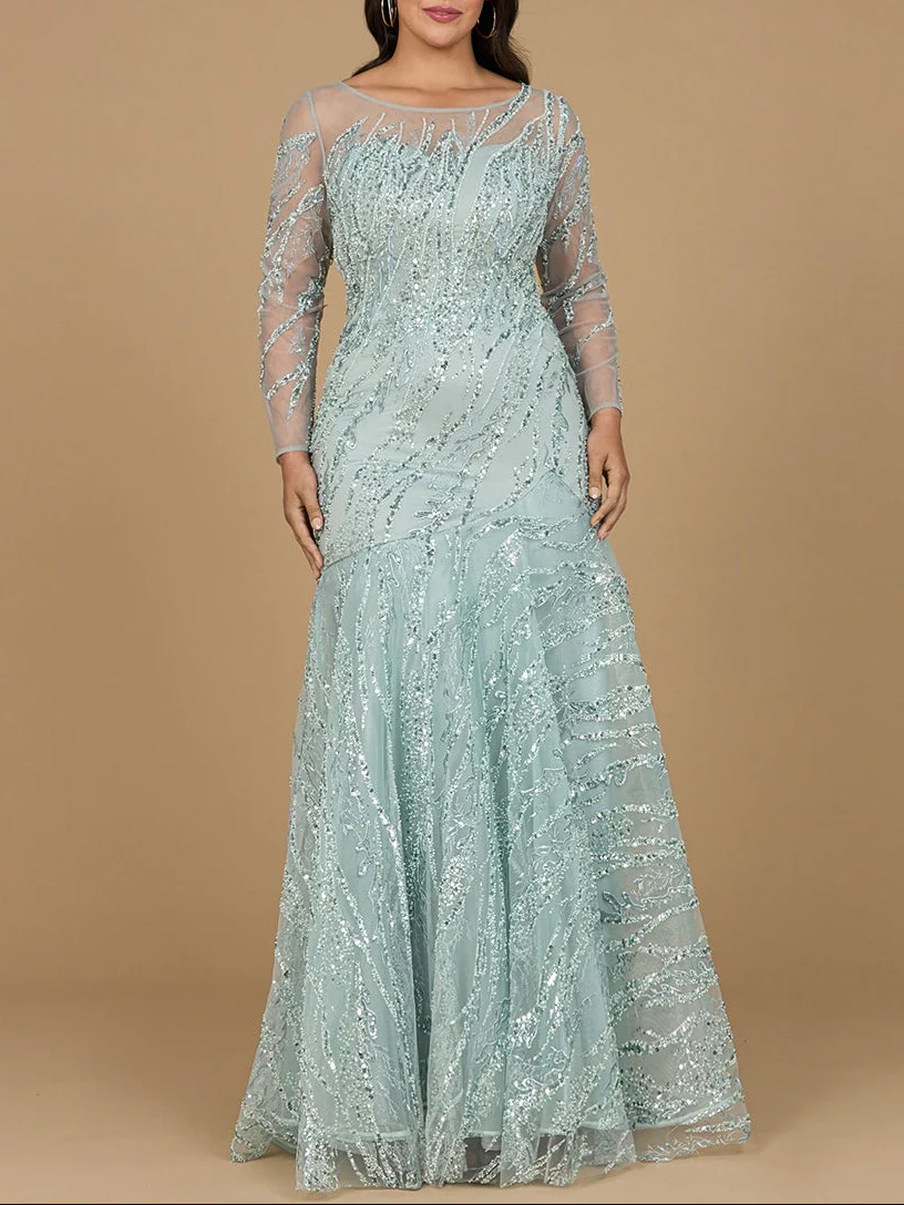 Long Sleeve Mermaid Beaded Gown - Image 3