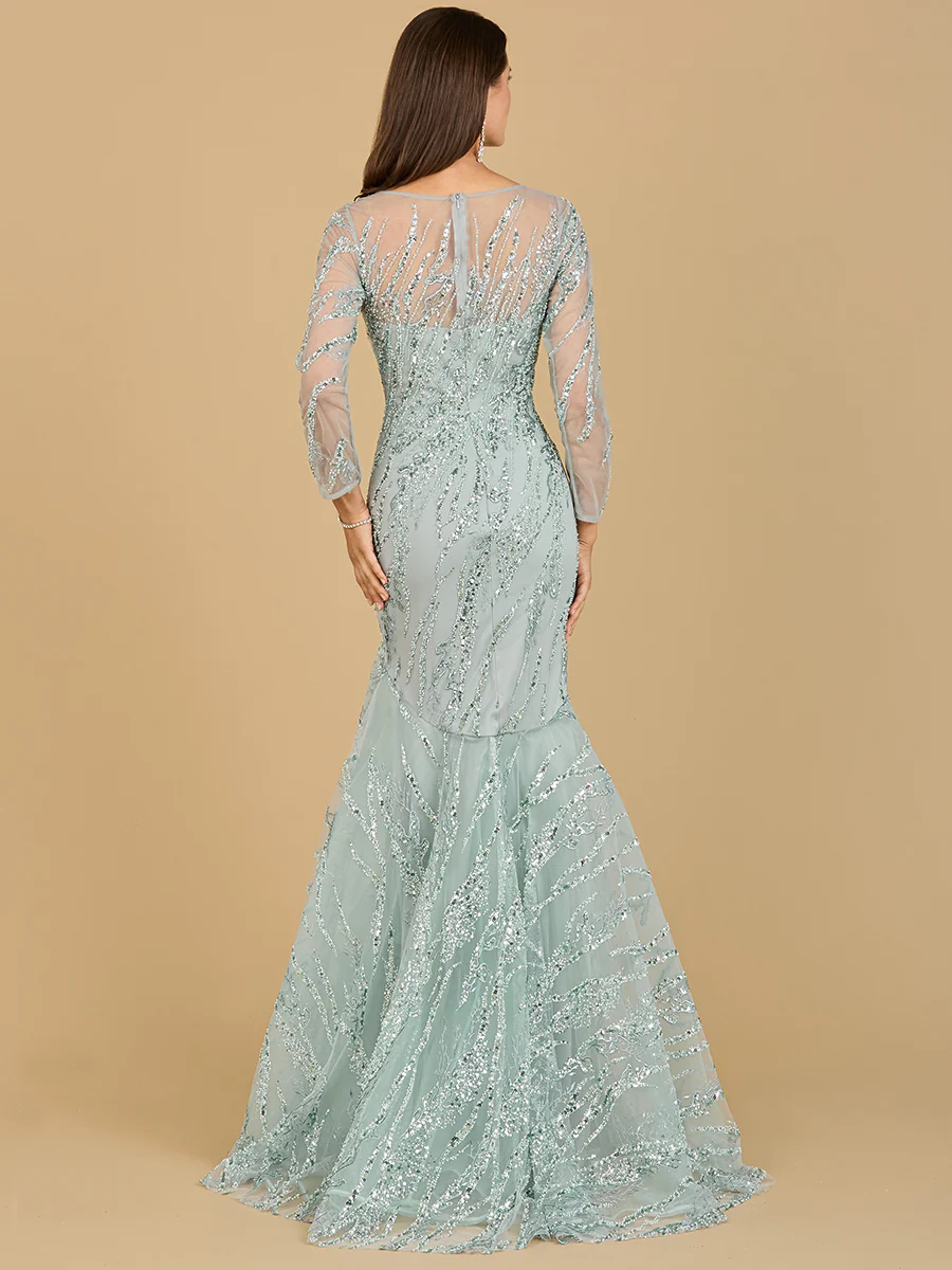 Long Sleeve Mermaid Beaded Gown - Image 5