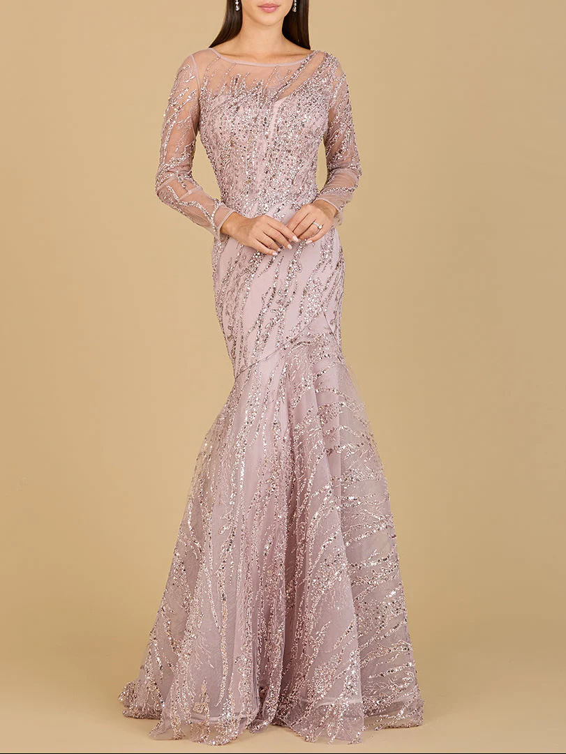 Long Sleeve Mermaid Beaded Gown - Image 6