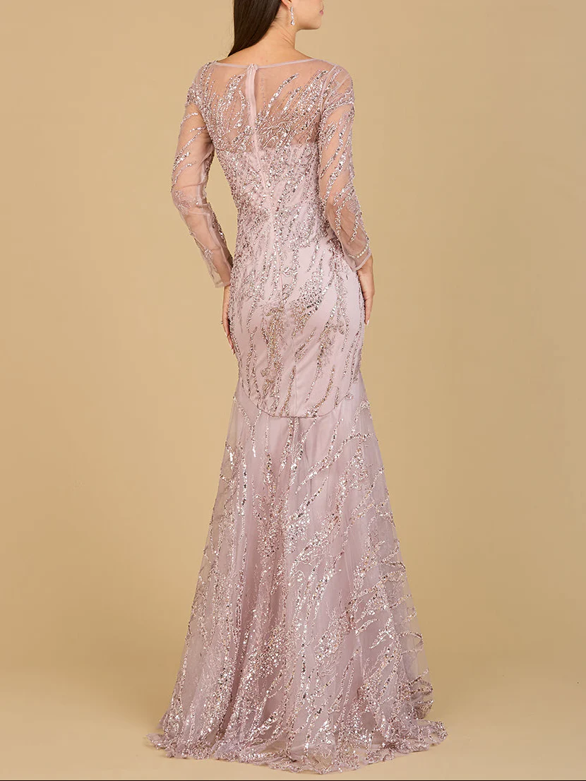 Long Sleeve Mermaid Beaded Gown - Image 7