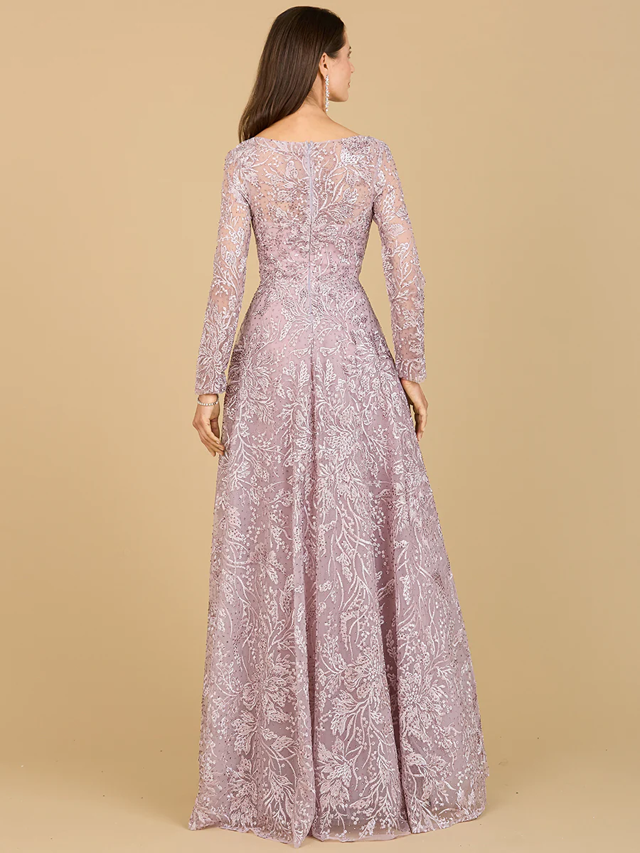 A-line Gown With Long Sleeves, V-Neckline - Image 3