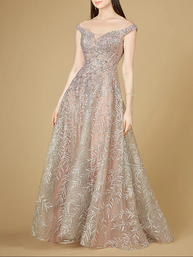 Elegant Off Shoulder Lace Ballgown - Image 2