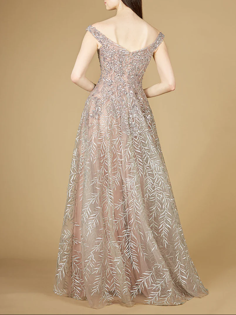 Elegant Off Shoulder Lace Ballgown - Image 3