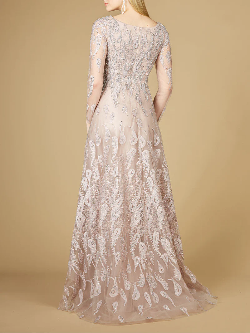 Long Sleeve V-Neck Ballgown - OUTLET - Image 3