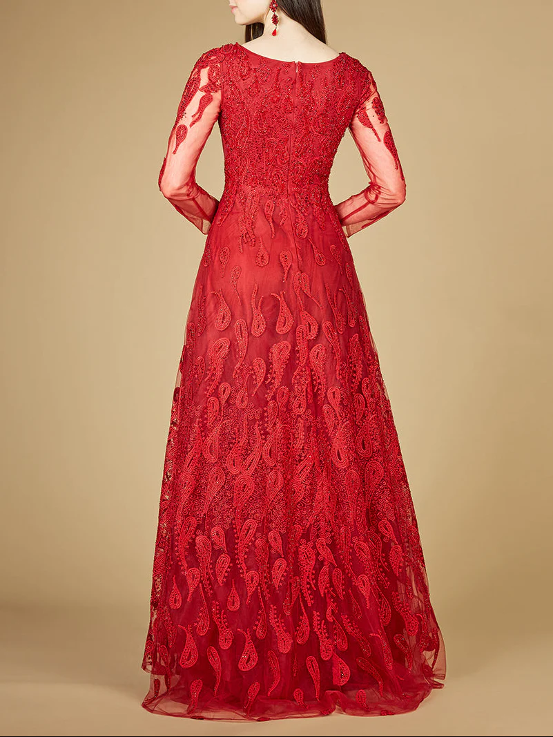Long Sleeve V-Neck Ballgown - OUTLET - Image 6
