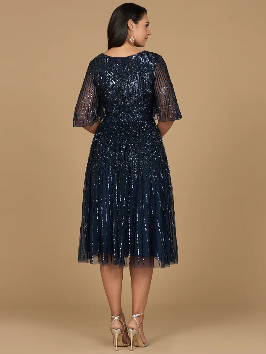 Flowing, Sequin Midi Dress with Short Sleeves | 29221 - Image 11