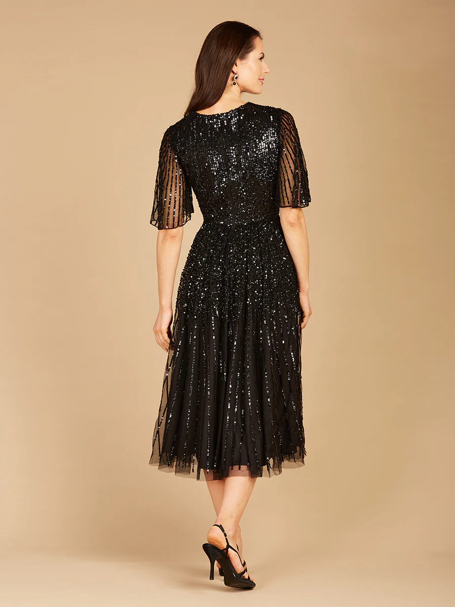Flowing, Sequin Midi Dress with Short Sleeves | 29221 - Image 5