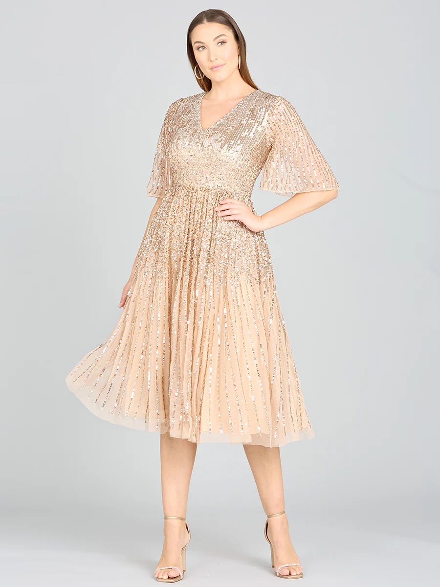 Flowing, Sequin Midi Dress with Short Sleeves | 29221 - Image 6