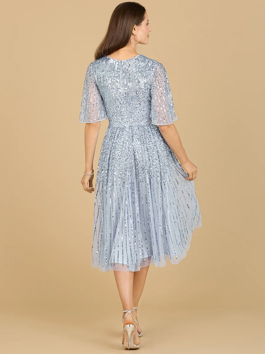 Flowing, Sequin Midi Dress with Short Sleeves | 29221 - Image 9