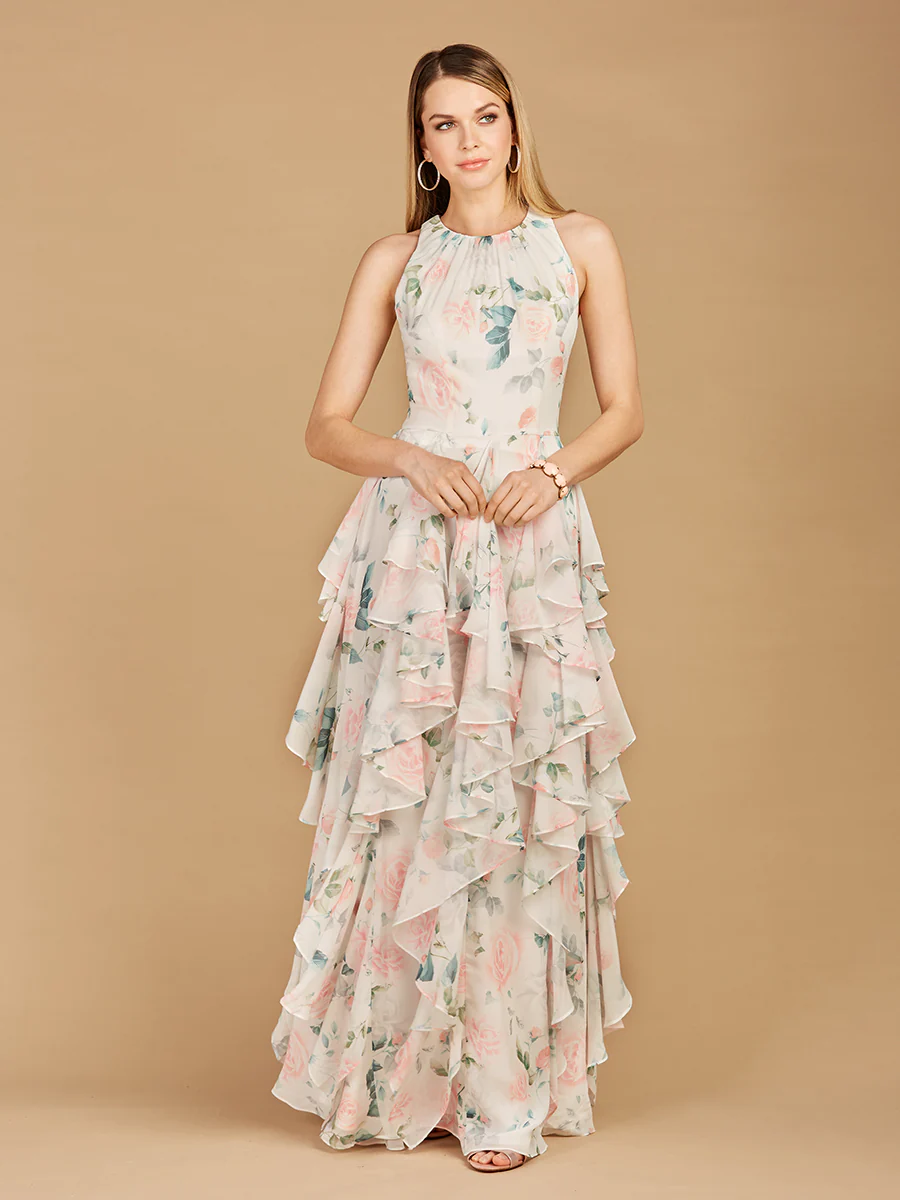 High Neck, Ruffled Skirt Printed Dress - OUTLET - Image 2