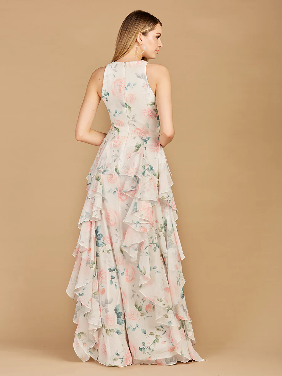 High Neck, Ruffled Skirt Printed Dress - OUTLET - Image 3