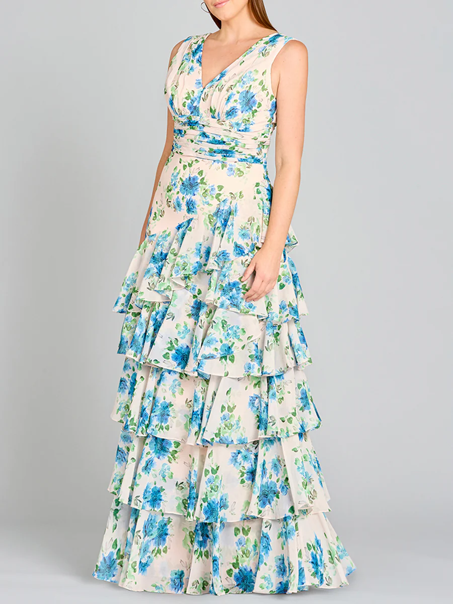 Ruffle Skirt Print Dress - OUTLET