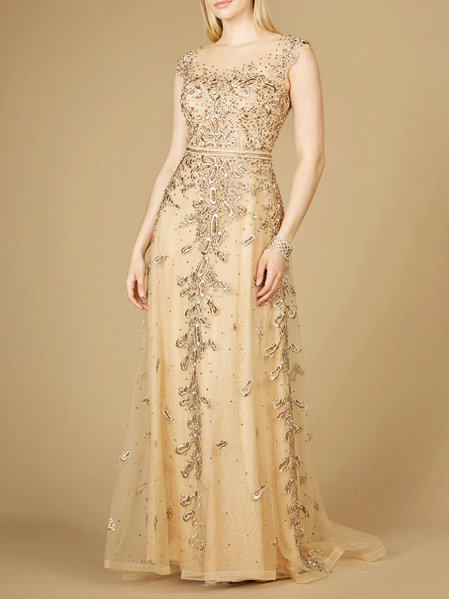 Inspired Lace Gown with Cap Sleeves - Image 3