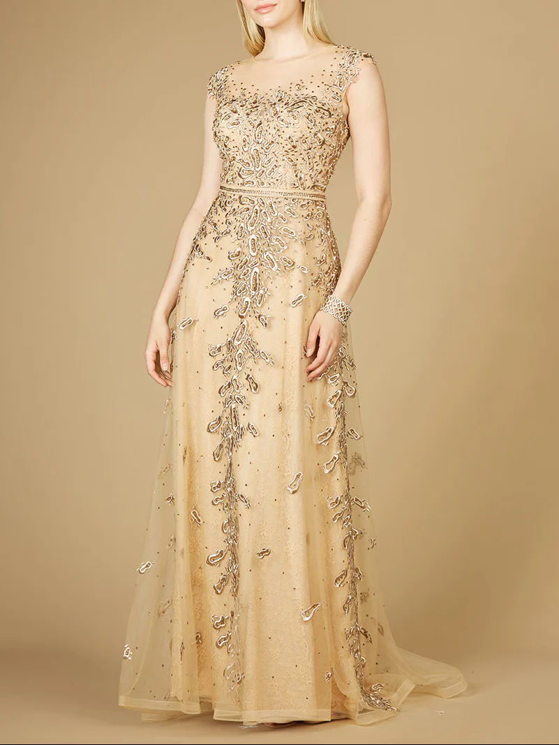 Inspired Lace Gown with Cap Sleeves - Image 4