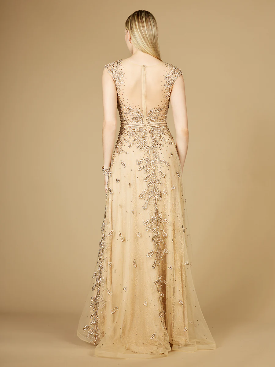 Inspired Lace Gown with Cap Sleeves - Image 5