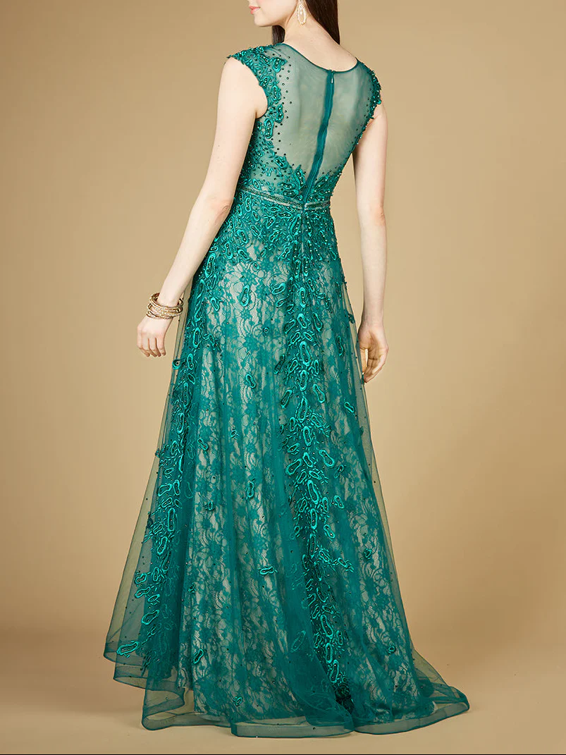 Inspired Lace Gown with Cap Sleeves - Image 6
