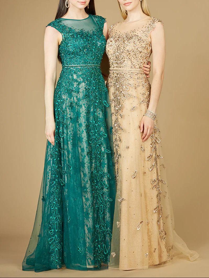 Inspired Lace Gown with Cap Sleeves - Image 7