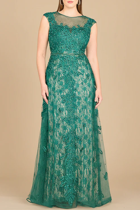 Inspired Lace Gown with Cap Sleeves - Image 8