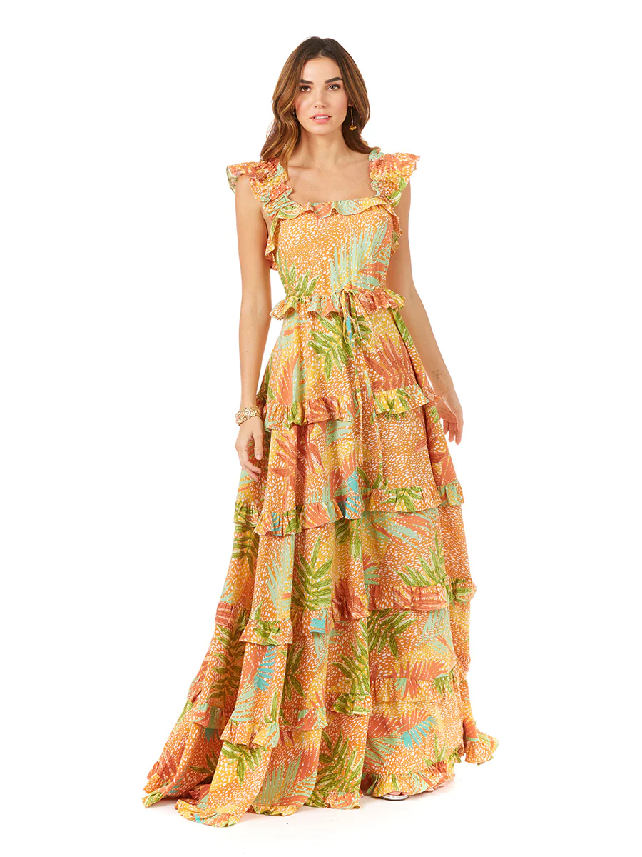 Ruffle Printed Gown with Straps OUTLET - Image 2