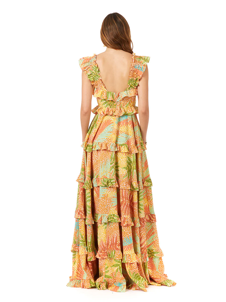 Ruffle Printed Gown with Straps OUTLET - Image 3