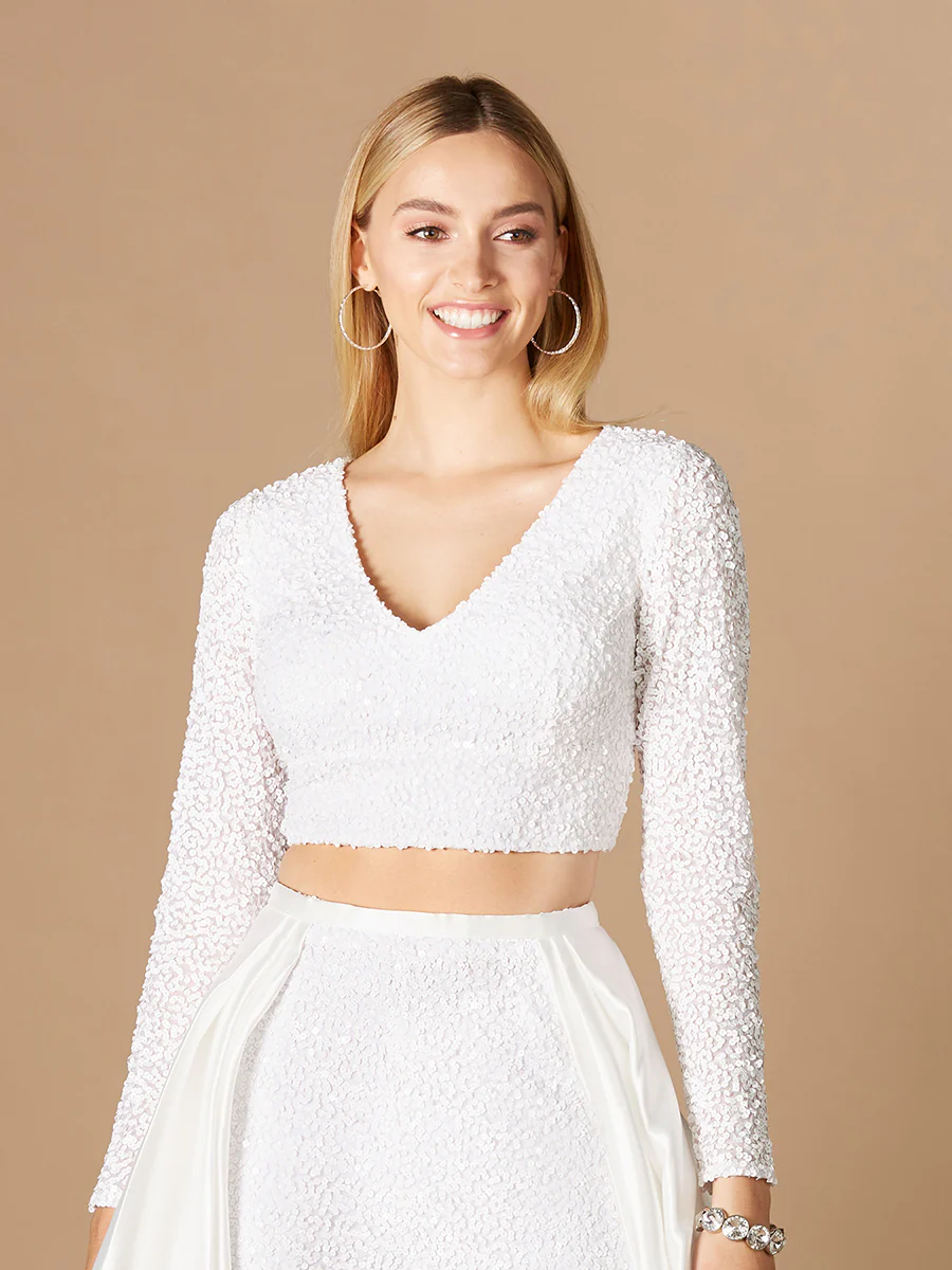 Long Sleeve V-Neck Beaded Top - Image 6
