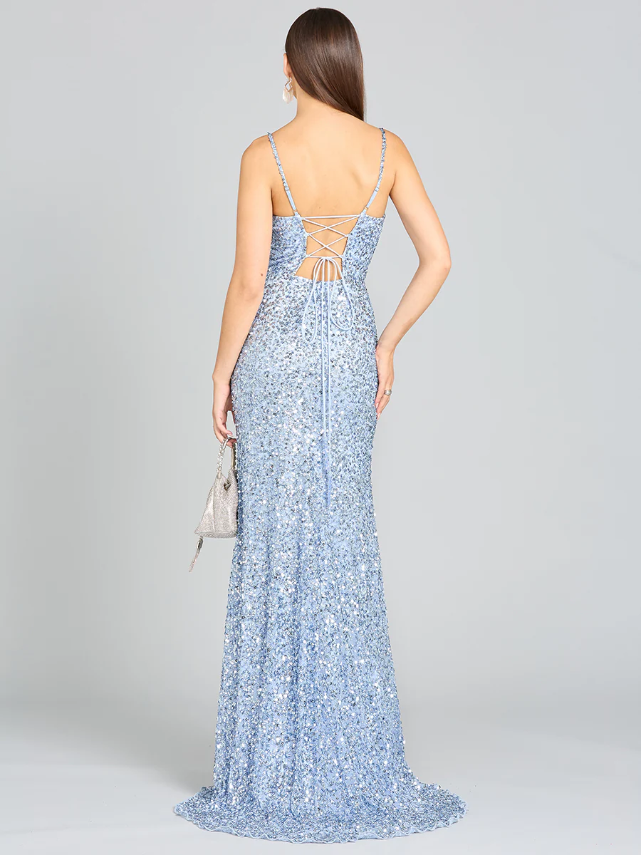 Beaded V Neck Dress with Slit | 29310 - Image 4