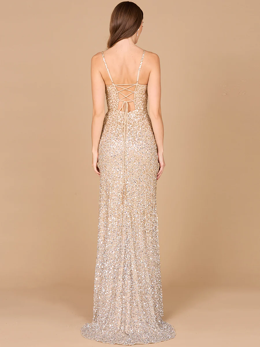 Beaded V Neck Dress with Slit | 29310 - Image 6