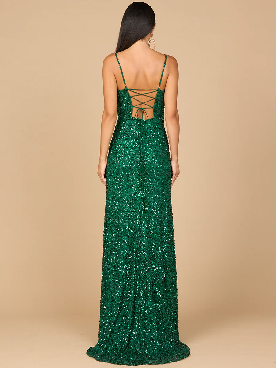 Beaded V Neck Dress with Slit | 29310 - Image 8