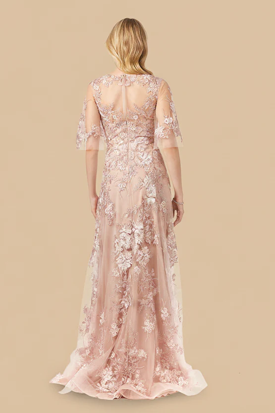 Cape Sleeve Lace Modest Gown - Image 2