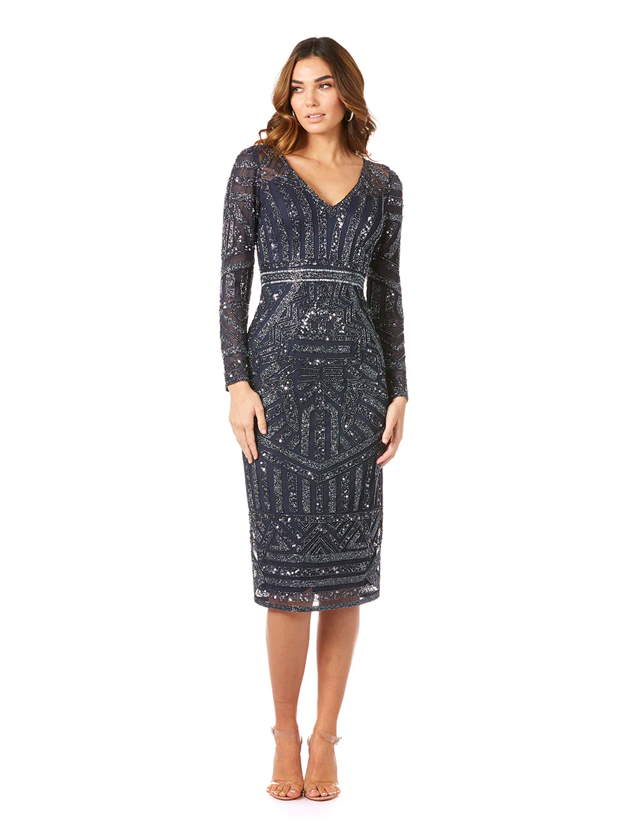 Long Sleeve Midi Dress with V-Neckline OUTLET - Image 2