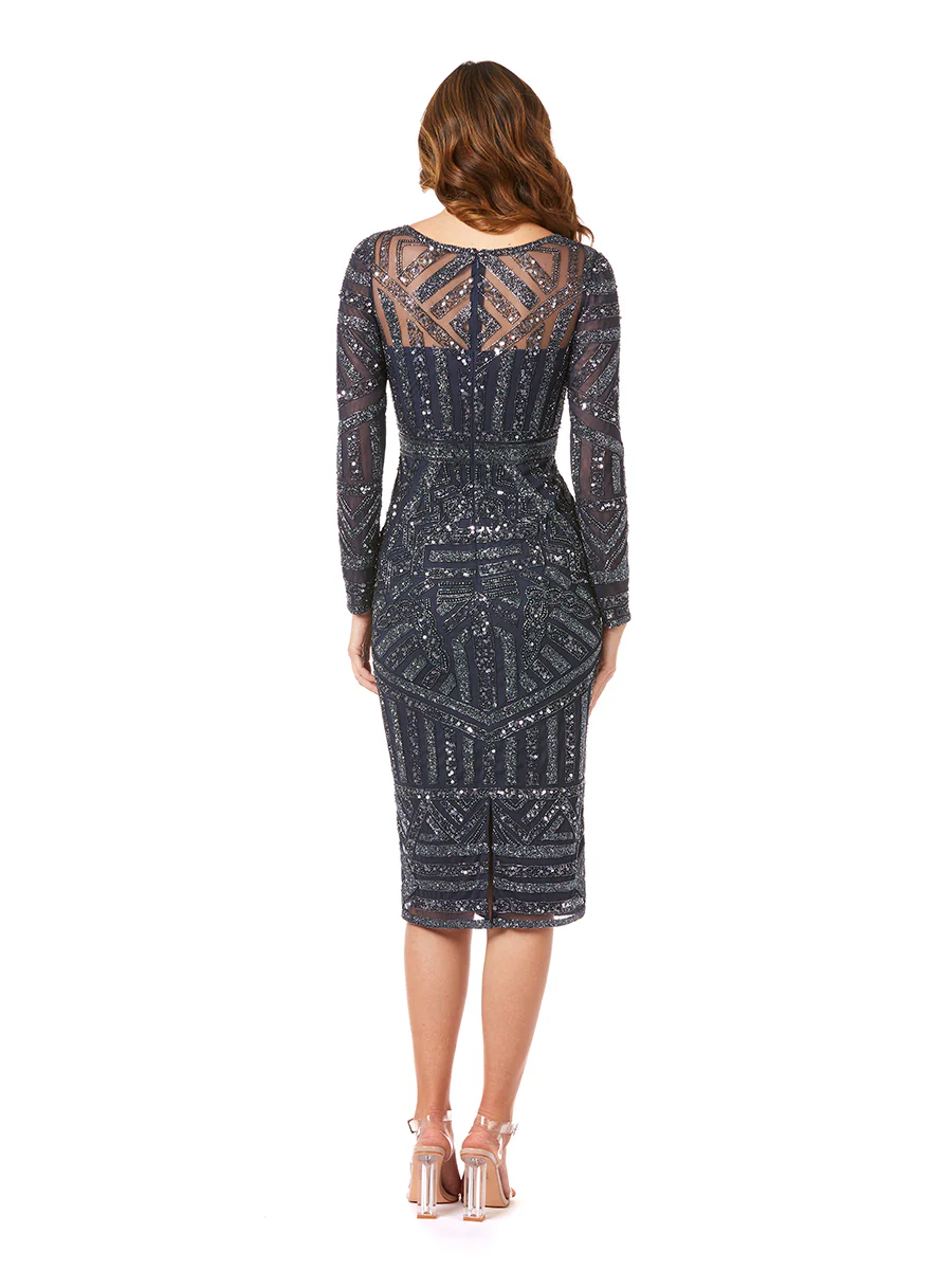 Long Sleeve Midi Dress with V-Neckline OUTLET - Image 3
