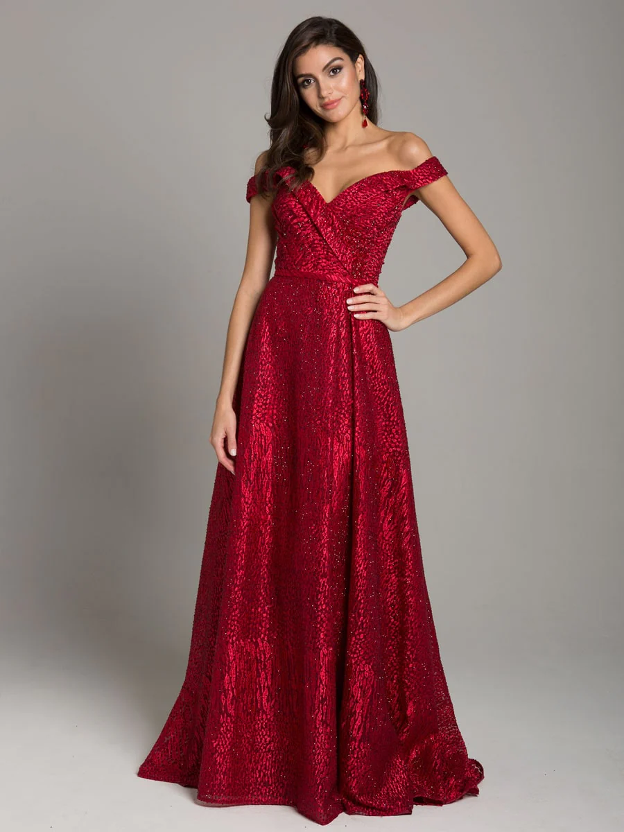 Tonal Beaded Off Shoulder Ballgown - Image 6