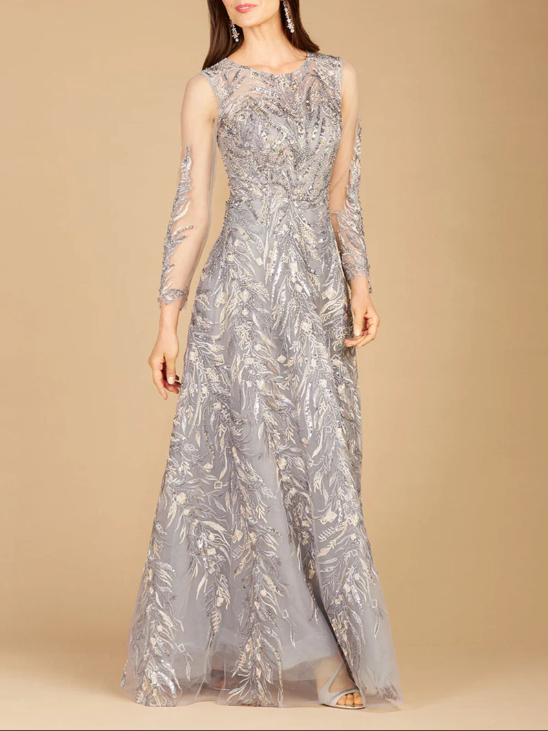 High Neck, Long Sleeve Ball Gown - Image 2