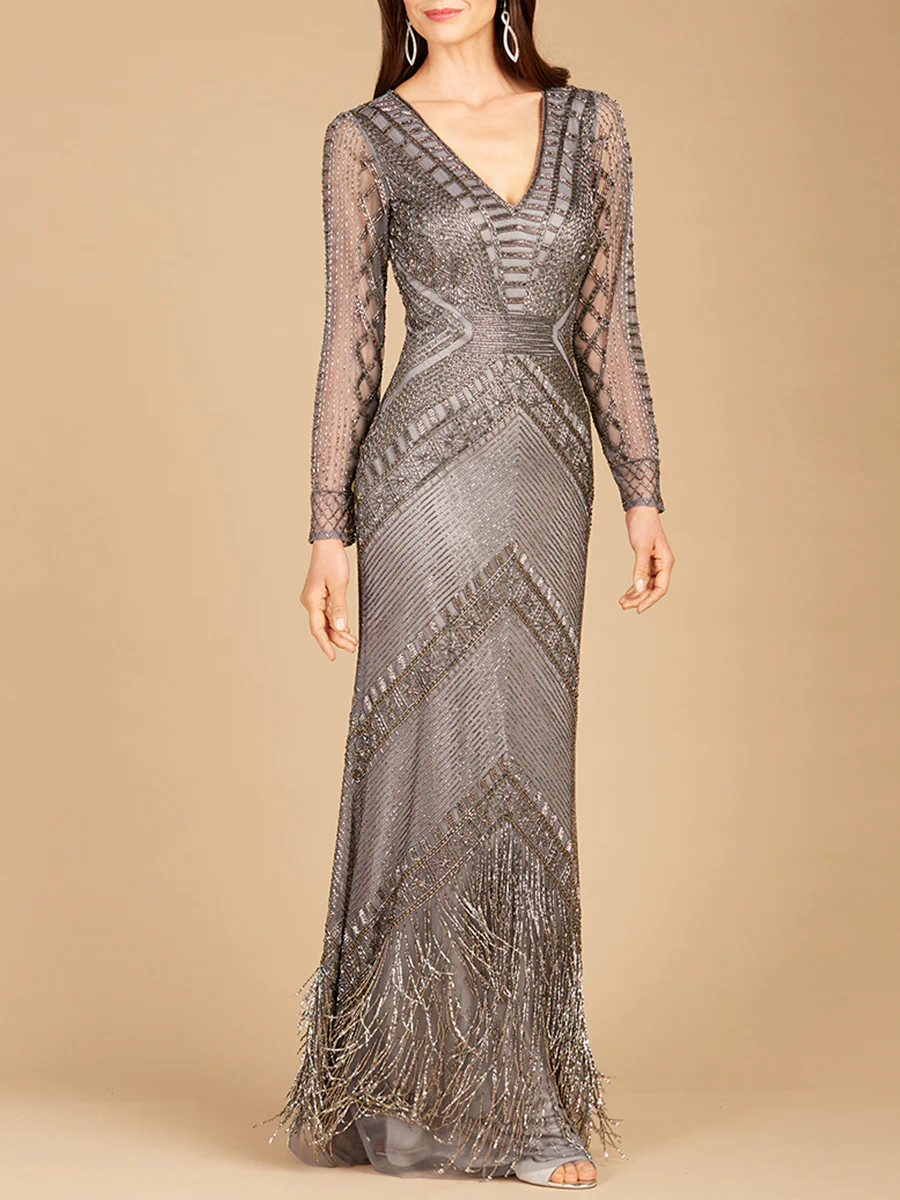 Long Sleeve Fringe Dress