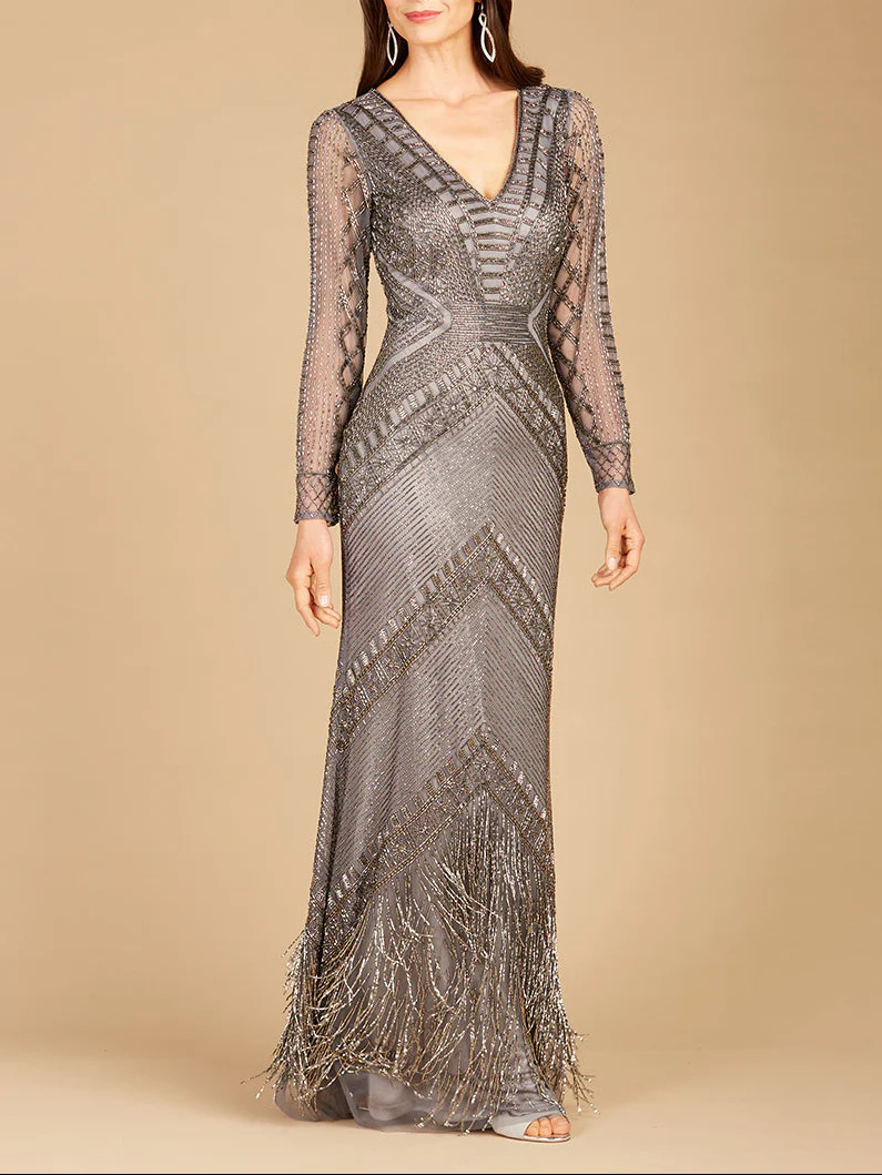 Long Sleeve Fringe Dress - Image 2