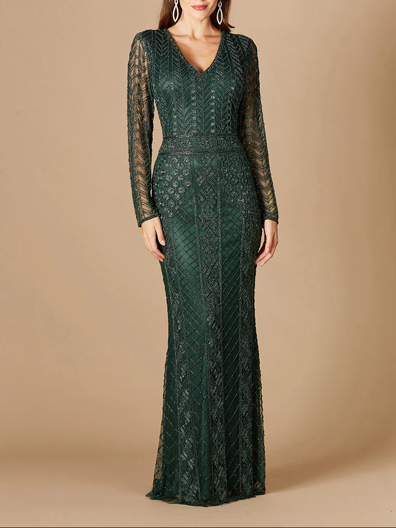Long Sleeve Beaded Dress - Image 2