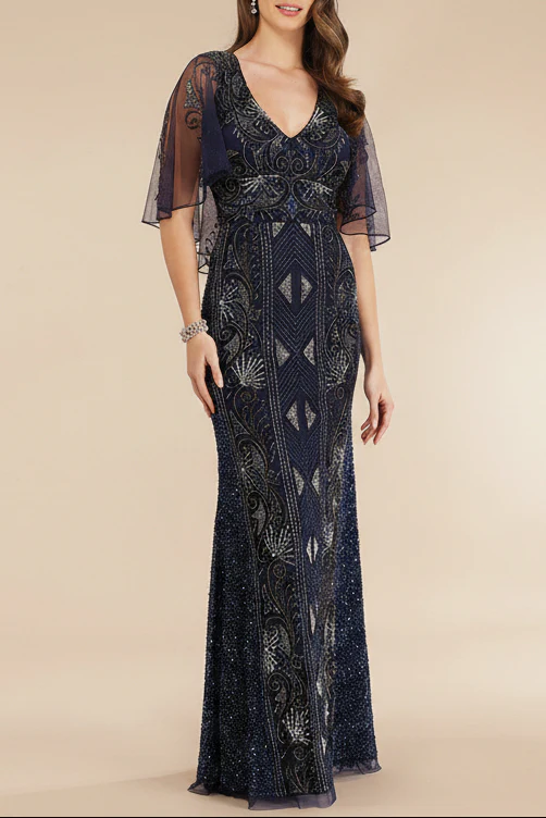 Lara 29393 - Cape Sleeve Beaded Gown - Image 2