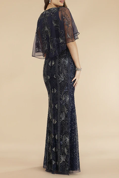 Lara 29393 - Cape Sleeve Beaded Gown - Image 3